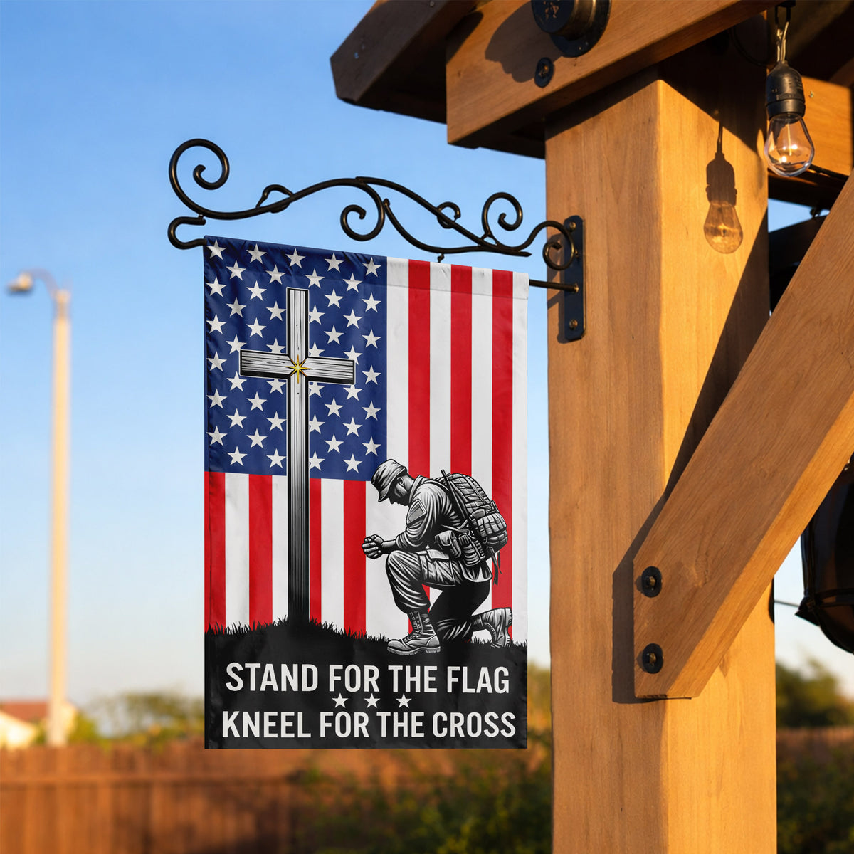 Faithful Warrior Kneeling at the Cross Garden Flag