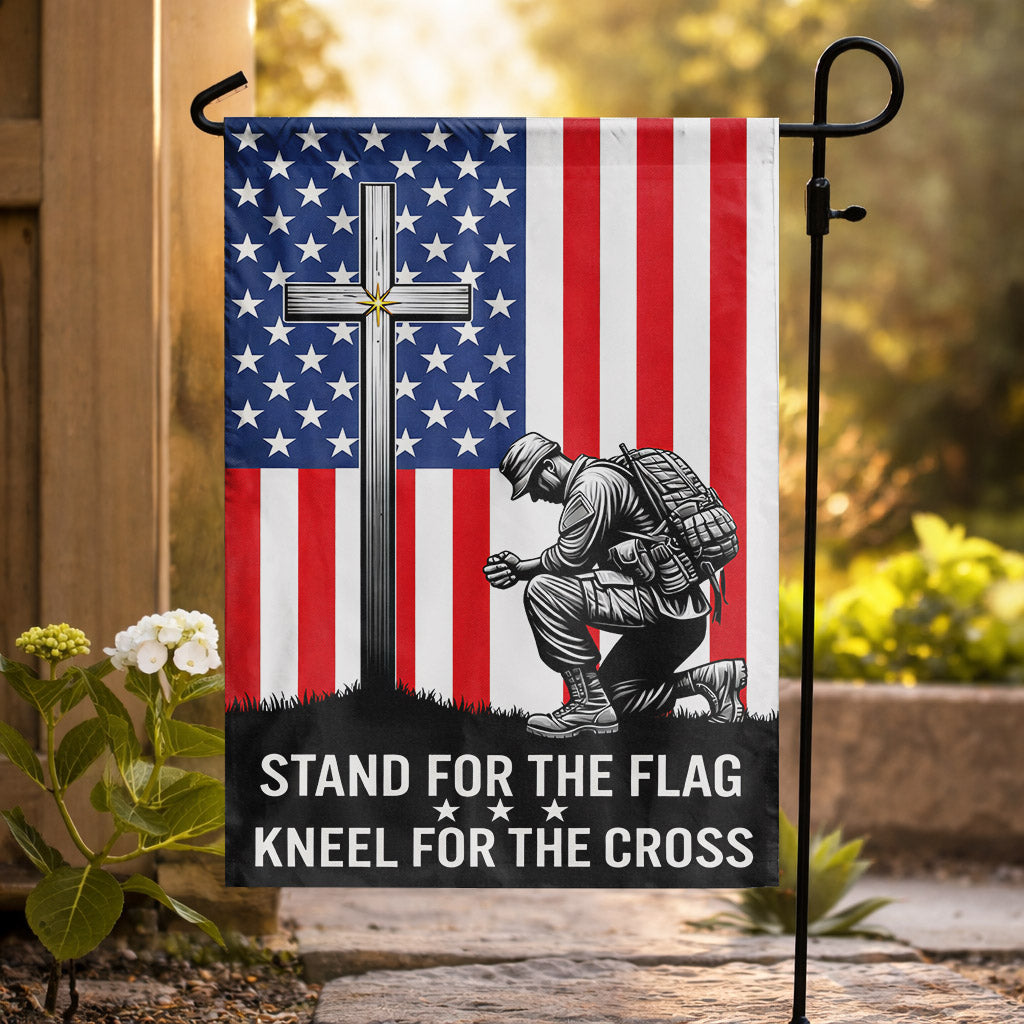 Faithful Warrior Kneeling at the Cross Garden Flag