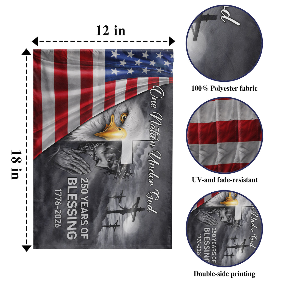 One Nation Under God 250 Years of Blessing (1776–2026) - House Flag/Garden Flag
