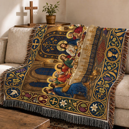 The Last Supper Woven Blanket – Christian Holy Communion Faith Throw