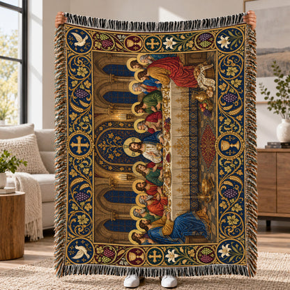 The Last Supper Woven Blanket – Christian Holy Communion Faith Throw