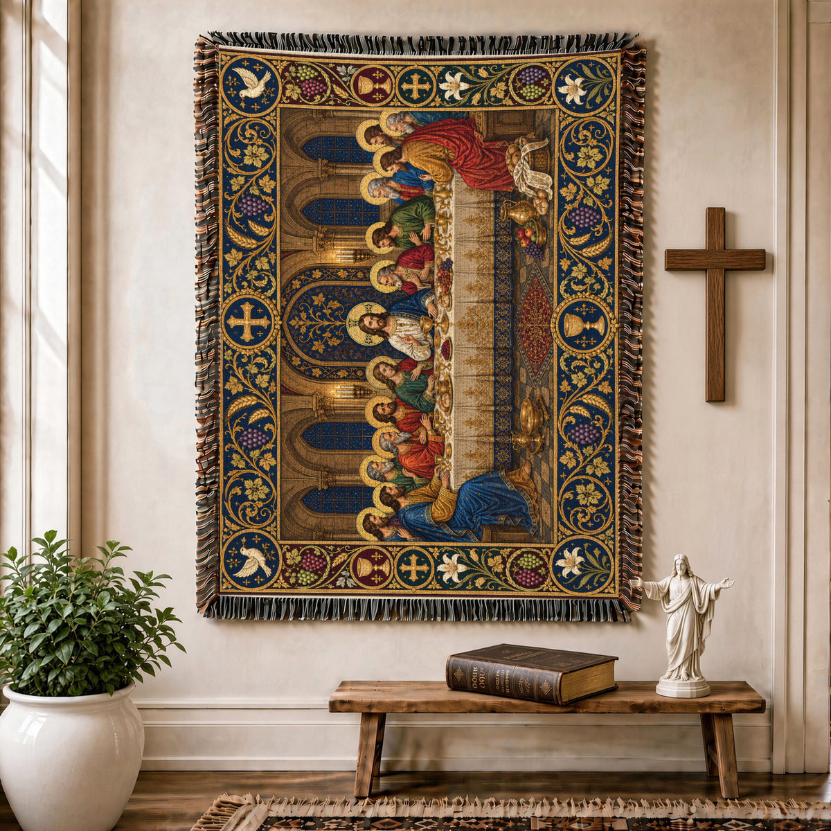The Last Supper Woven Blanket – Christian Holy Communion Faith Throw