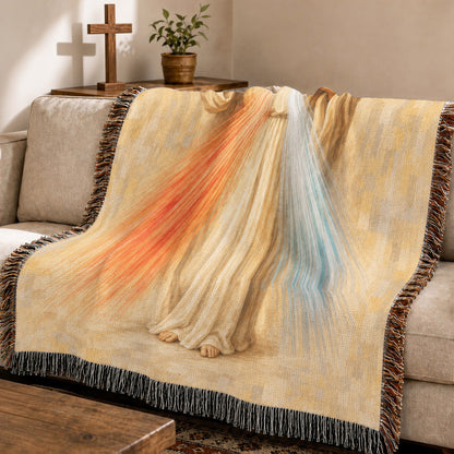 Divine Mercy Jesus Woven Blanket – Sacred Heart Christian Faith Throw