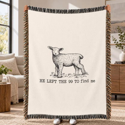 He Left The 99 To Find Me Woven Blanket – Christian Lamb Faith Throw