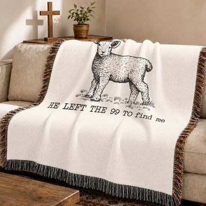 He Left The 99 To Find Me Woven Blanket – Christian Lamb Faith Throw