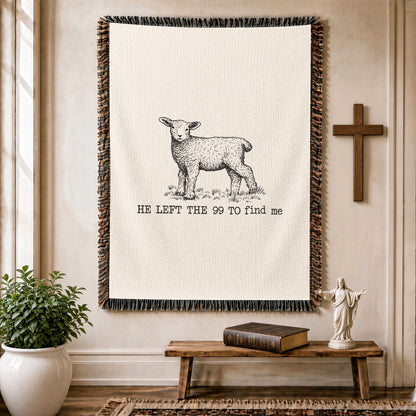 He Left The 99 To Find Me Woven Blanket – Christian Lamb Faith Throw