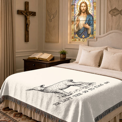 He Left The 99 To Find Me Woven Blanket – Christian Lamb Faith Throw