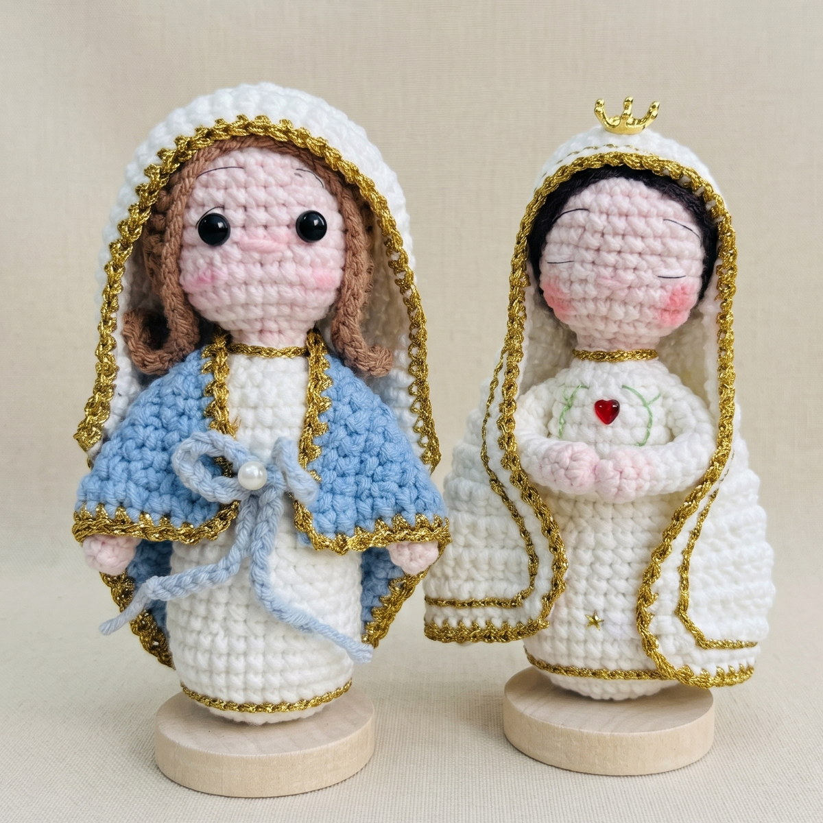 Faith-Inspired Handmade Virgin Mary Crochet Doll - 4.8in