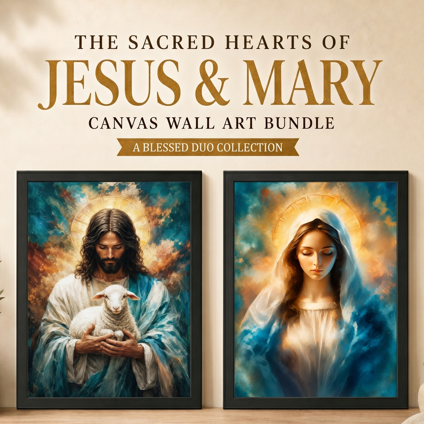 🔥 LIMITED TIME OFFER - The Sacred Hearts of Jesus & Mary Canvas Wall Art Bundle