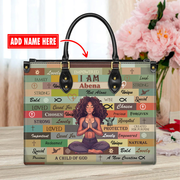 I Am - Personalized Leather Handbag with Your Name - J12