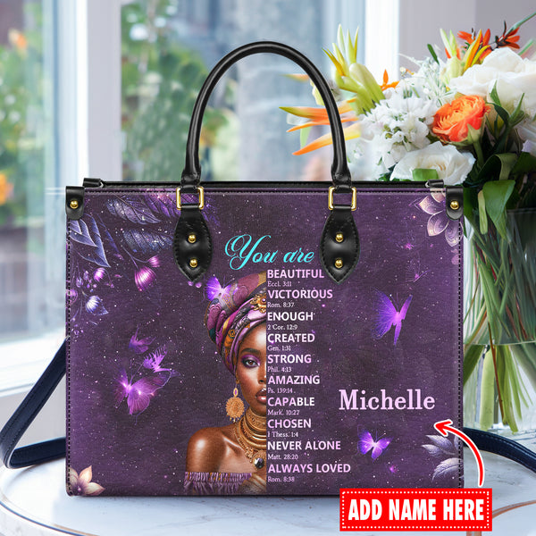 You Are - Personalized Leather Handbag with Your Name - J15