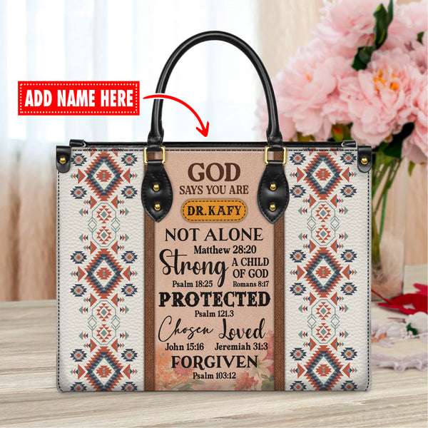 God Says You Are - Personalized Leather Handbag with Your Name - T8-05