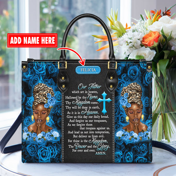 Our Father Which Art In Heaven - Personalized Leather Handbag with Your Name - LEB19