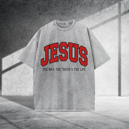 Jesus The Way The Truth & The Life Unisex Vintage Washed T-Shirt - Christian Faith Declaration