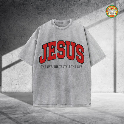 Jesus The Way The Truth & The Life Unisex Vintage Washed T-Shirt - Christian Faith Declaration