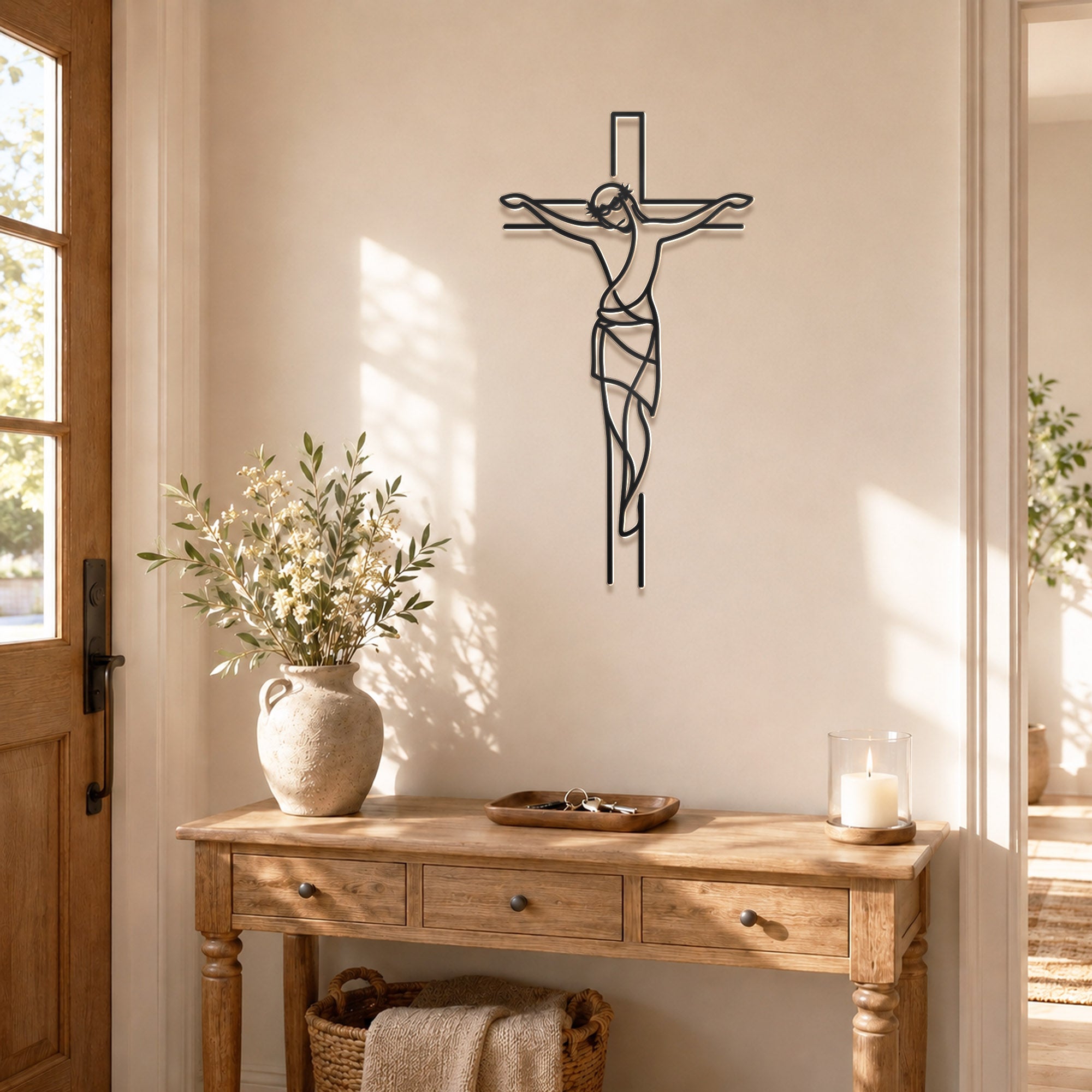 Jesus on the Cross Metal Wall Art for Christian Home Decor