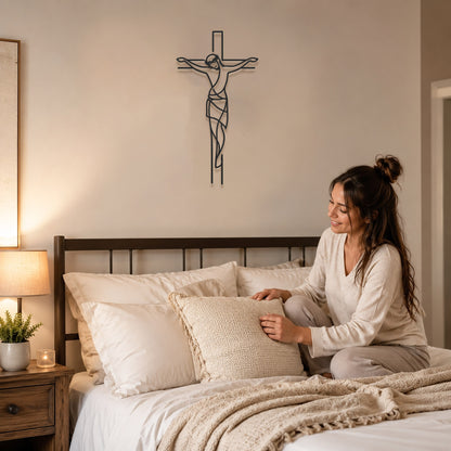 Jesus on the Cross Metal Wall Art for Christian Home Decor