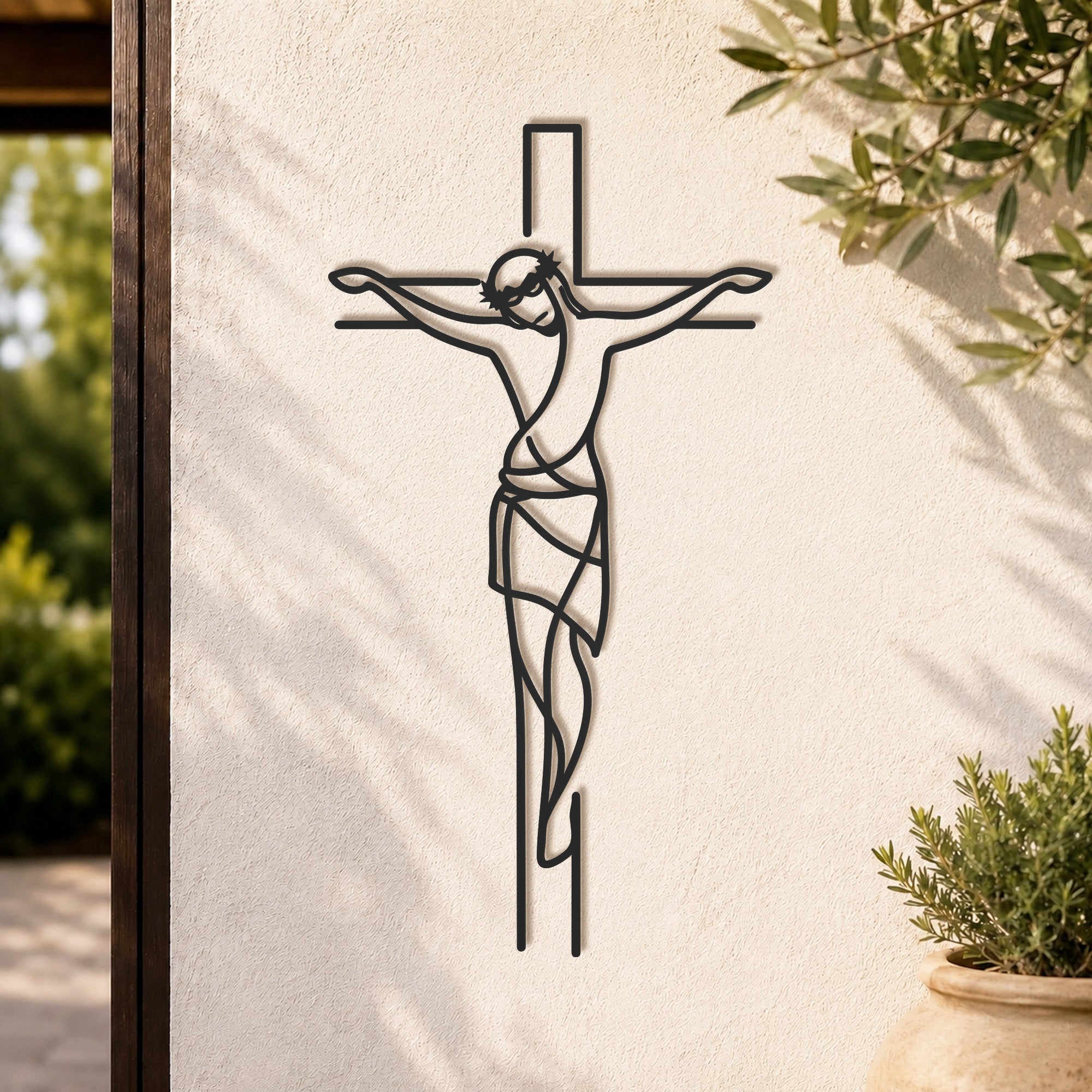 Jesus on the Cross Metal Wall Art for Christian Home Decor