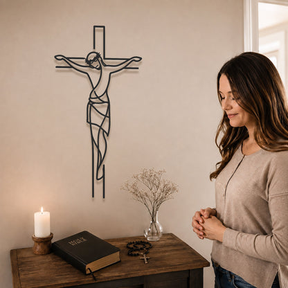 Jesus on the Cross Metal Wall Art for Christian Home Decor