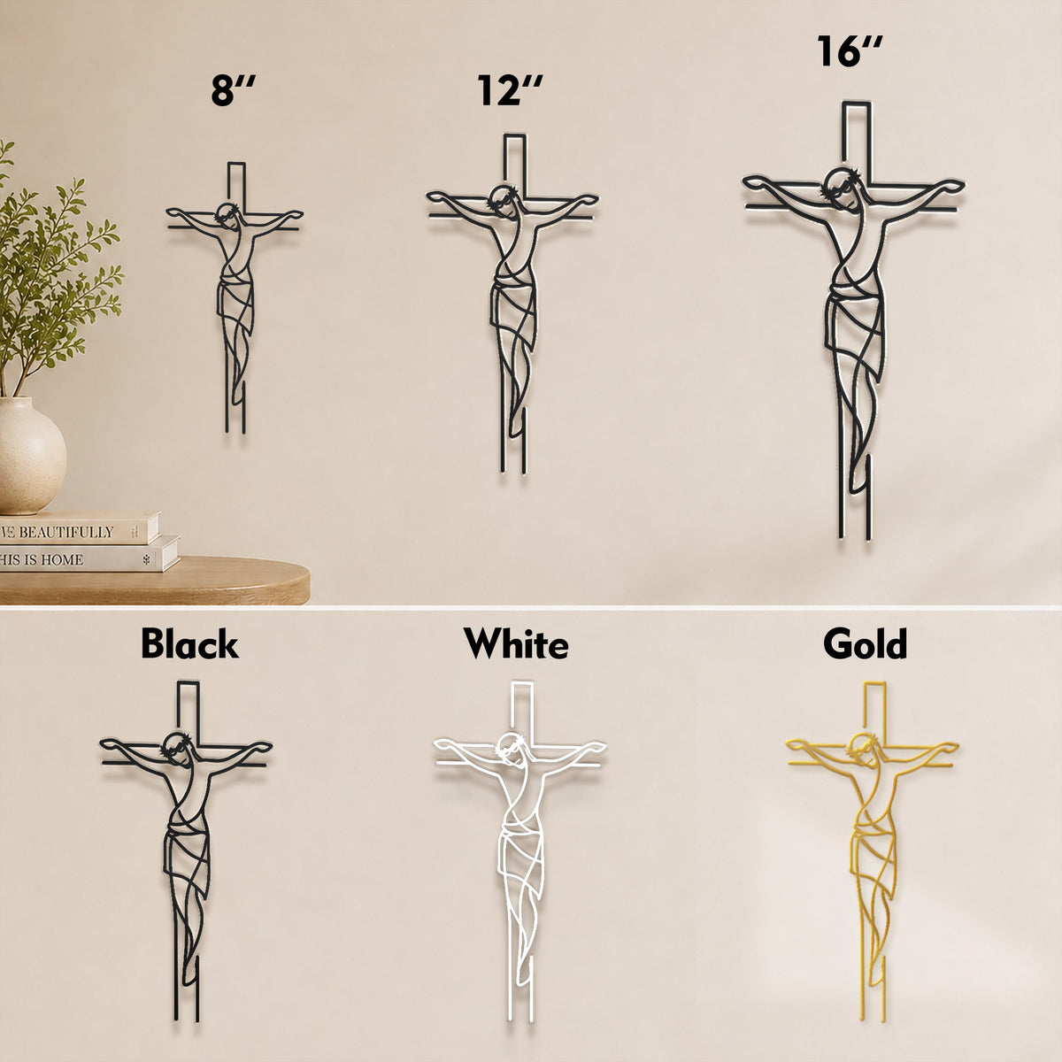 Jesus on the Cross Metal Wall Art for Christian Home Decor