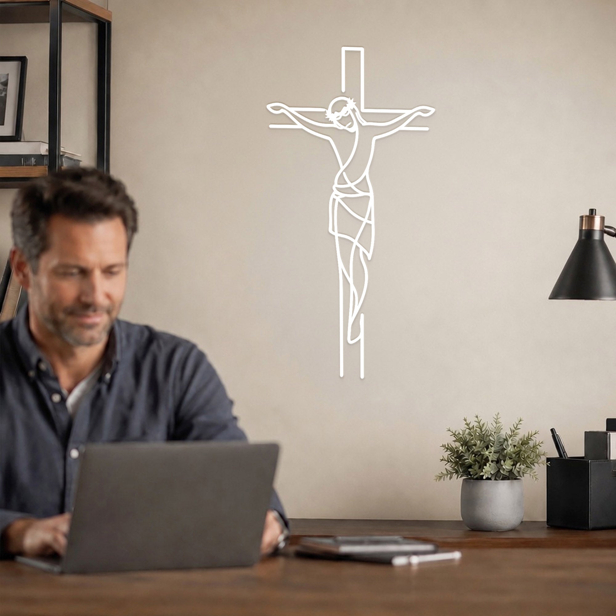 Jesus on the Cross Metal Wall Art for Christian Home Decor