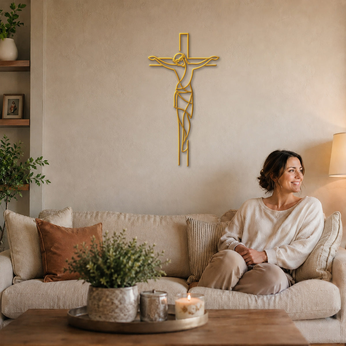 Jesus on the Cross Metal Wall Art for Christian Home Decor