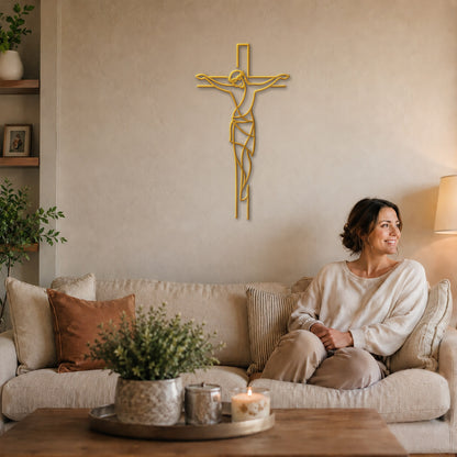 Jesus on the Cross Metal Wall Art for Christian Home Decor
