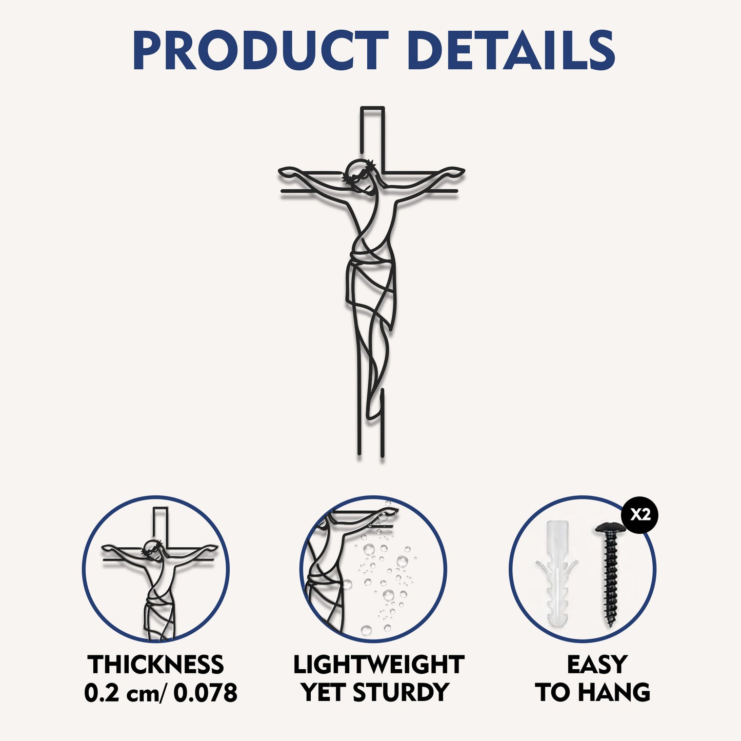 Jesus on the Cross Metal Wall Art for Christian Home Decor