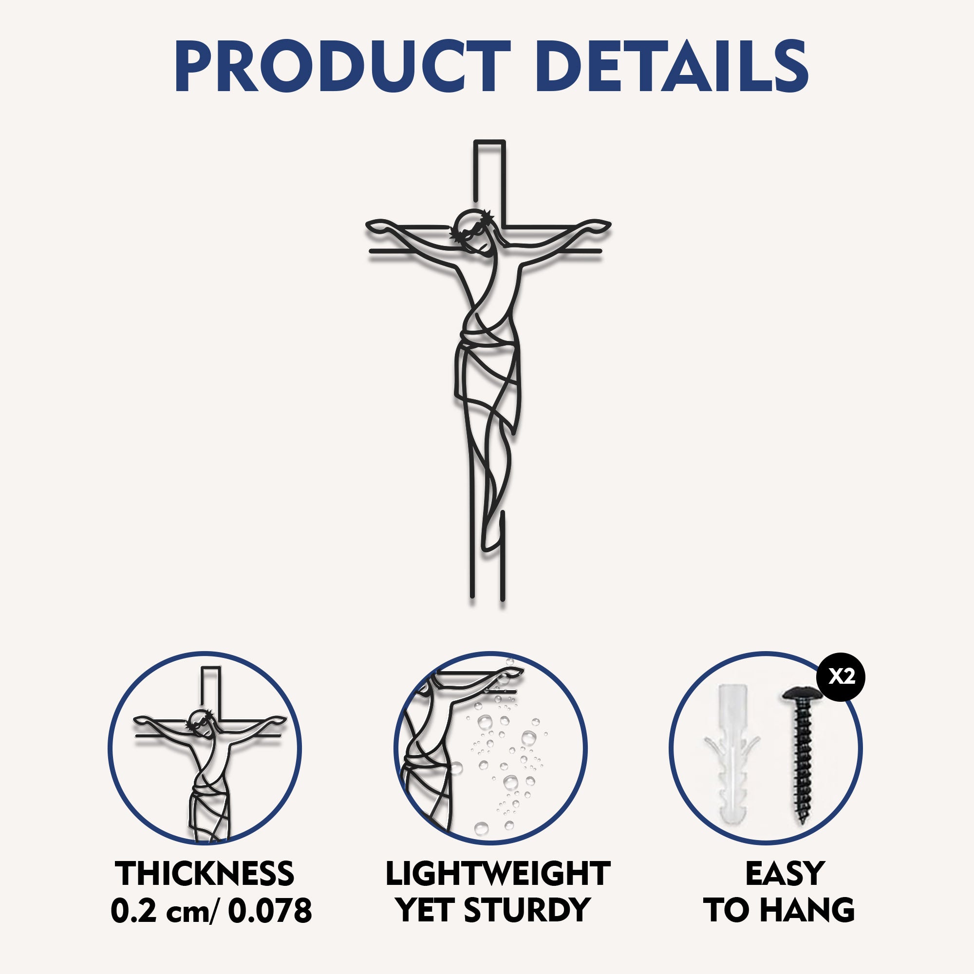 Jesus on the Cross Metal Wall Art for Christian Home Decor
