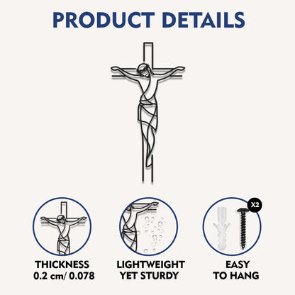 Jesus on the Cross Metal Wall Art for Christian Home Decor
