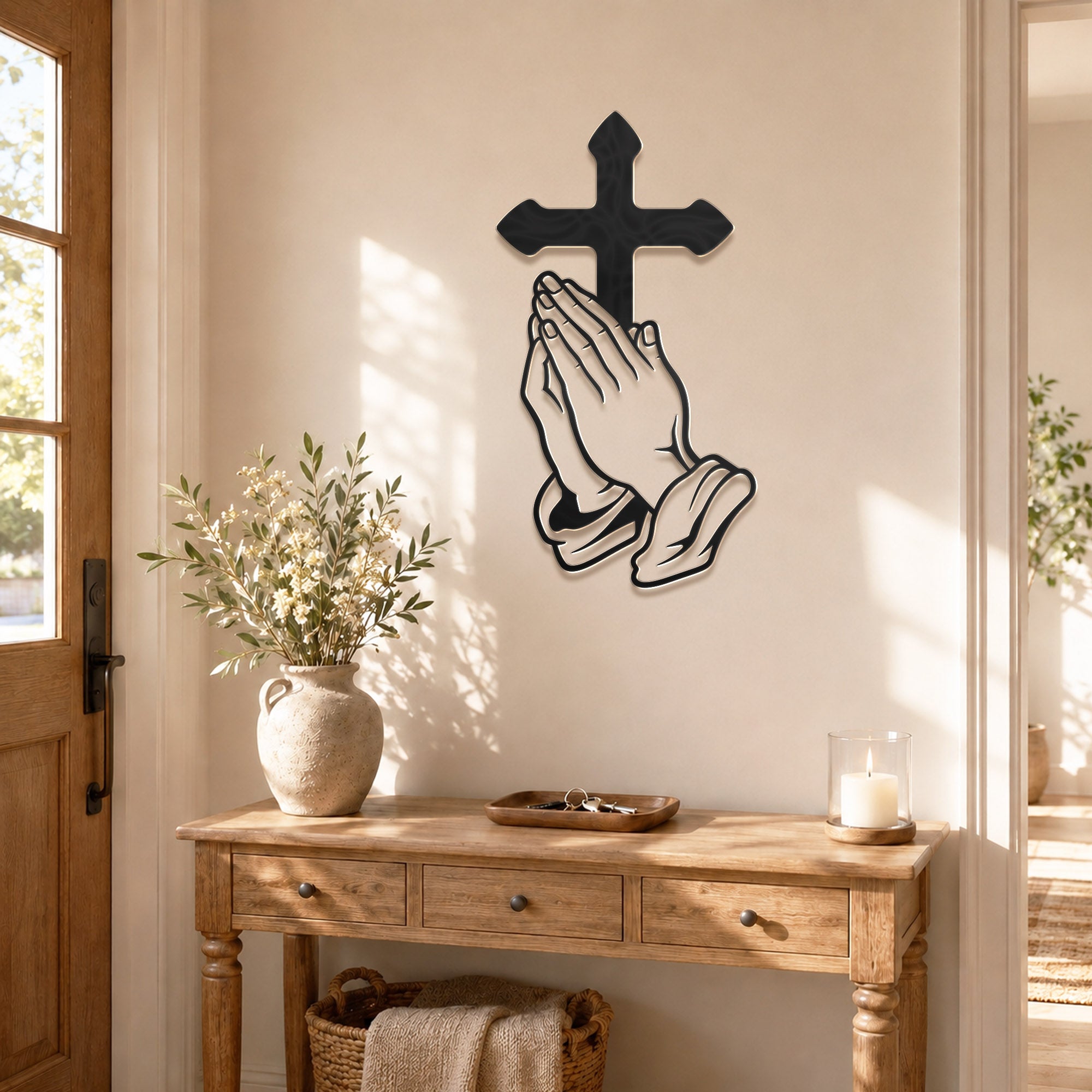 Christian Praying Hands Wall Sculpture for Christian Home Decor