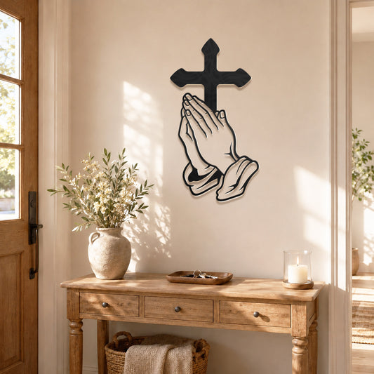 Christian Praying Hands Wall Sculpture for Christian Home Decor