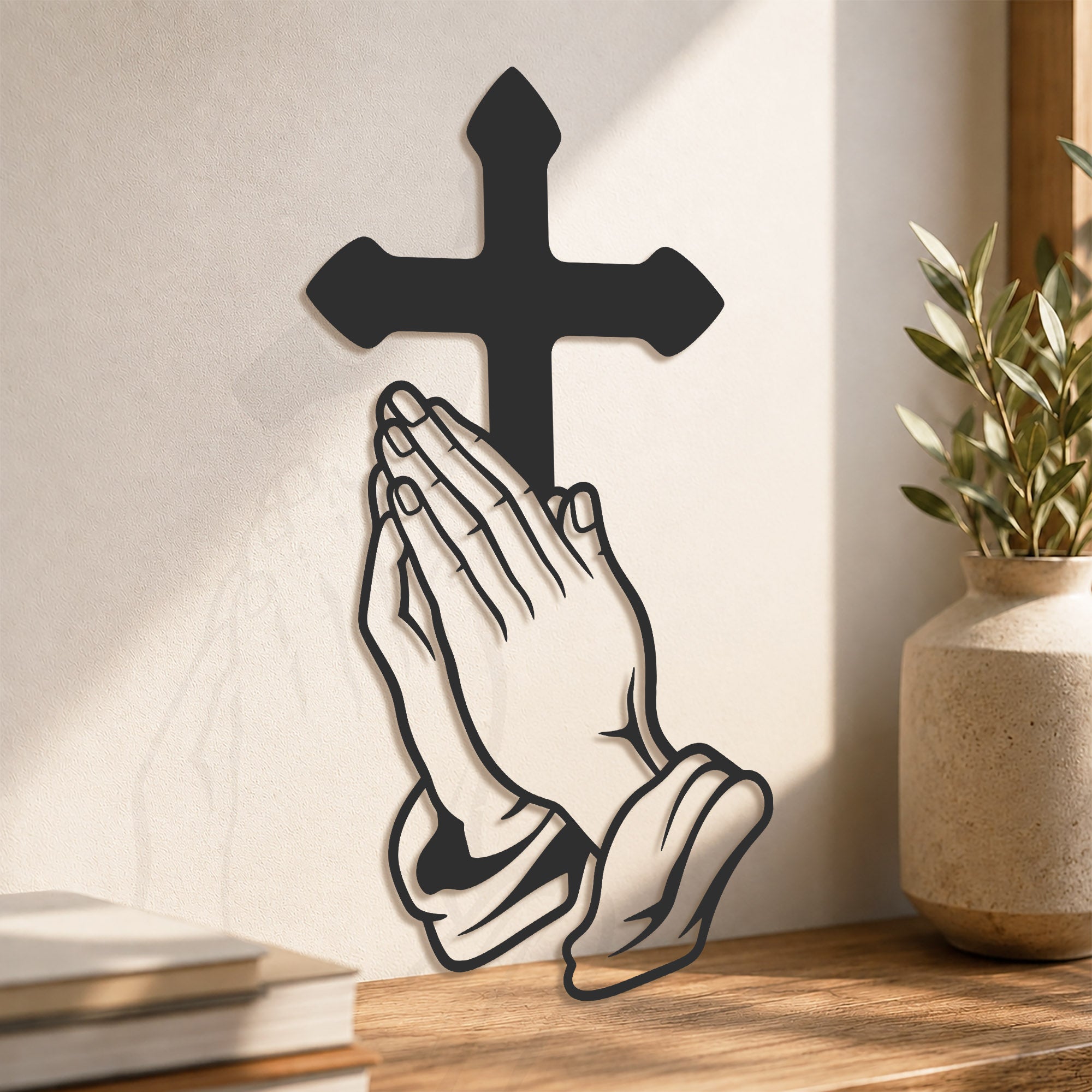 Christian Praying Hands Wall Sculpture for Christian Home Decor