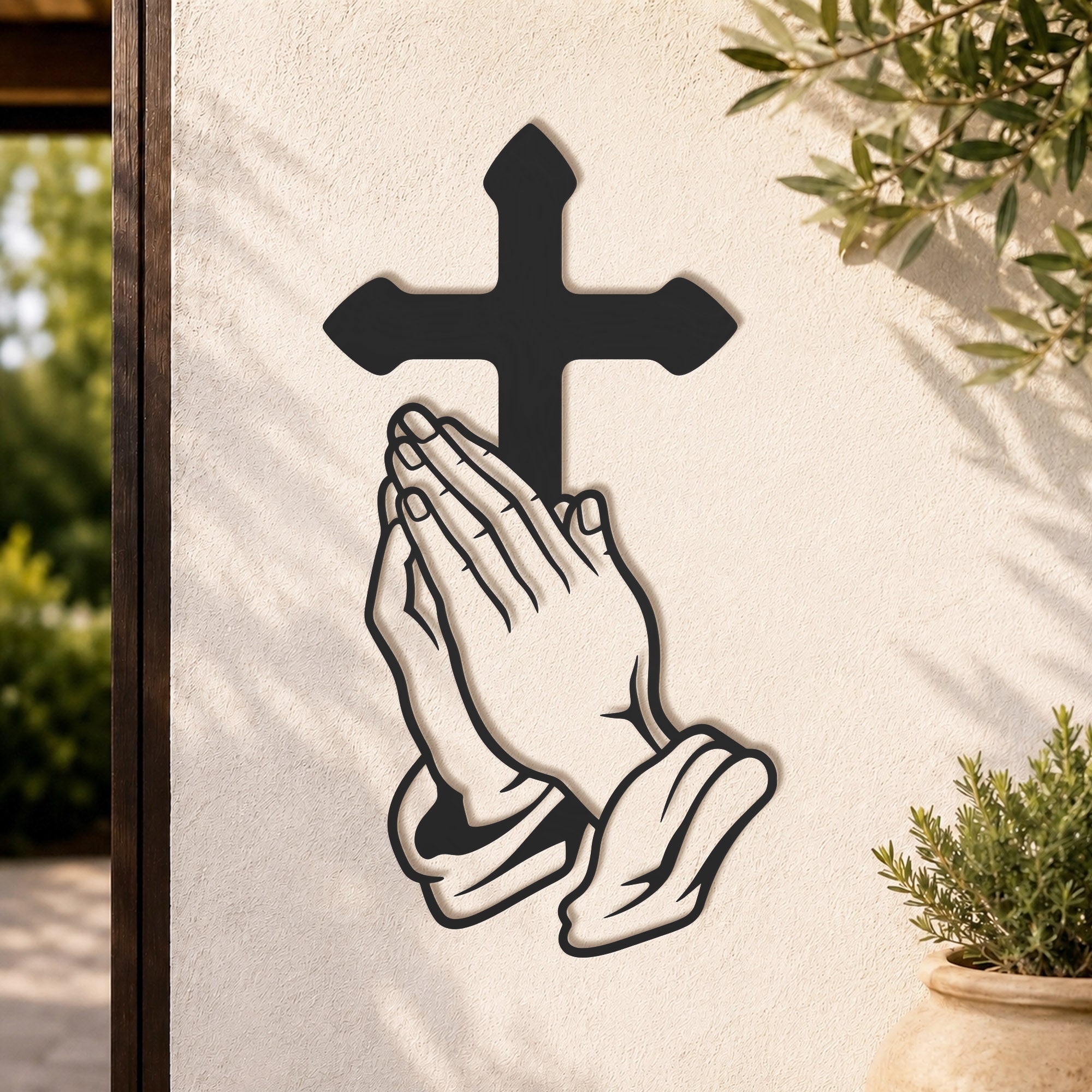 Christian Praying Hands Wall Sculpture for Christian Home Decor