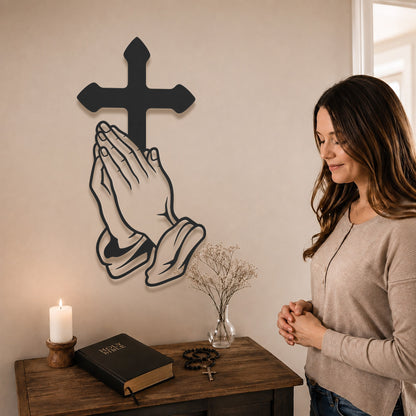 Christian Praying Hands Wall Sculpture for Christian Home Decor