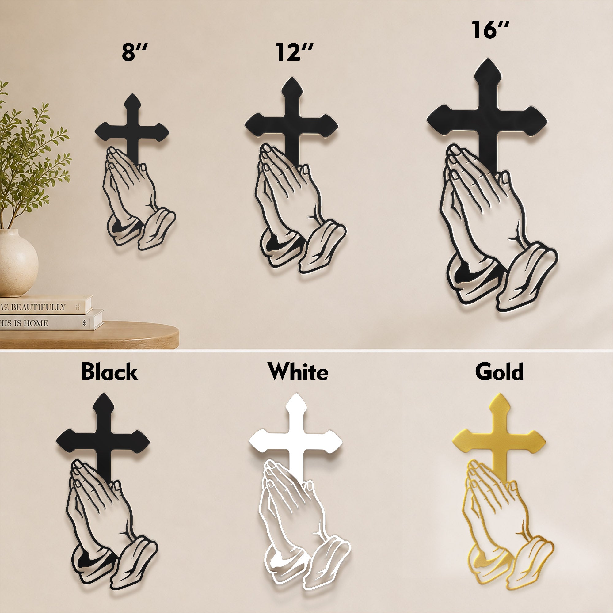 Christian Praying Hands Wall Sculpture for Christian Home Decor