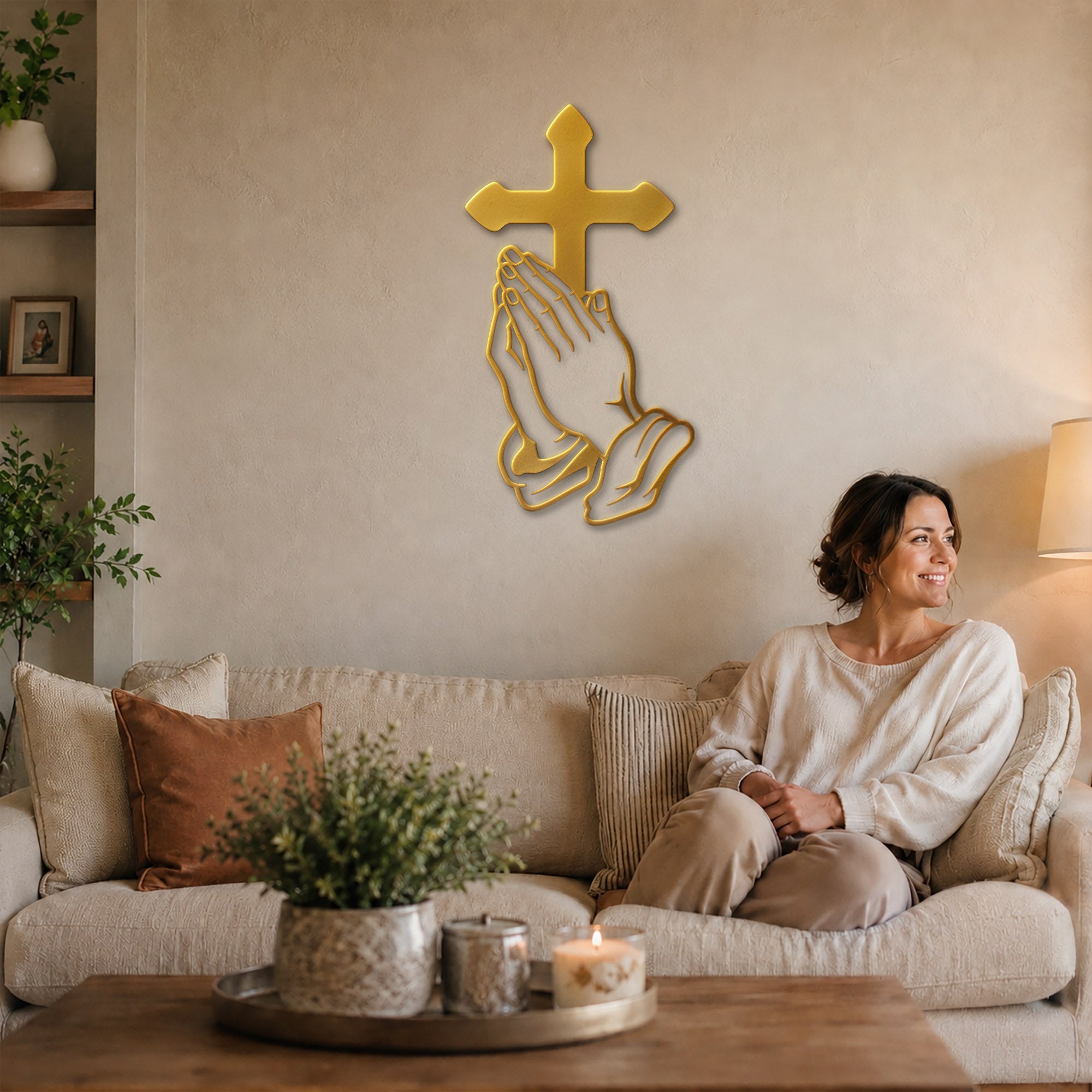 Christian Praying Hands Wall Sculpture for Christian Home Decor
