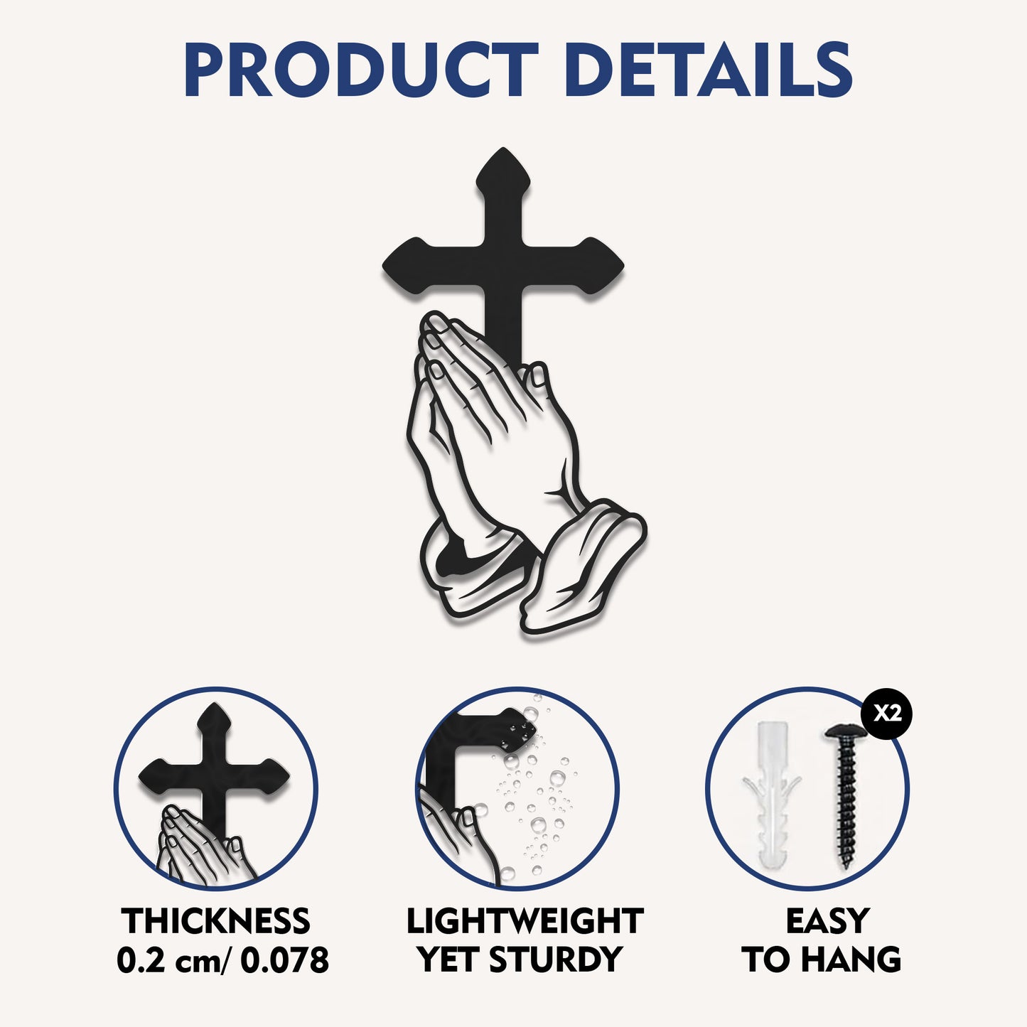 Christian Praying Hands Wall Sculpture for Christian Home Decor