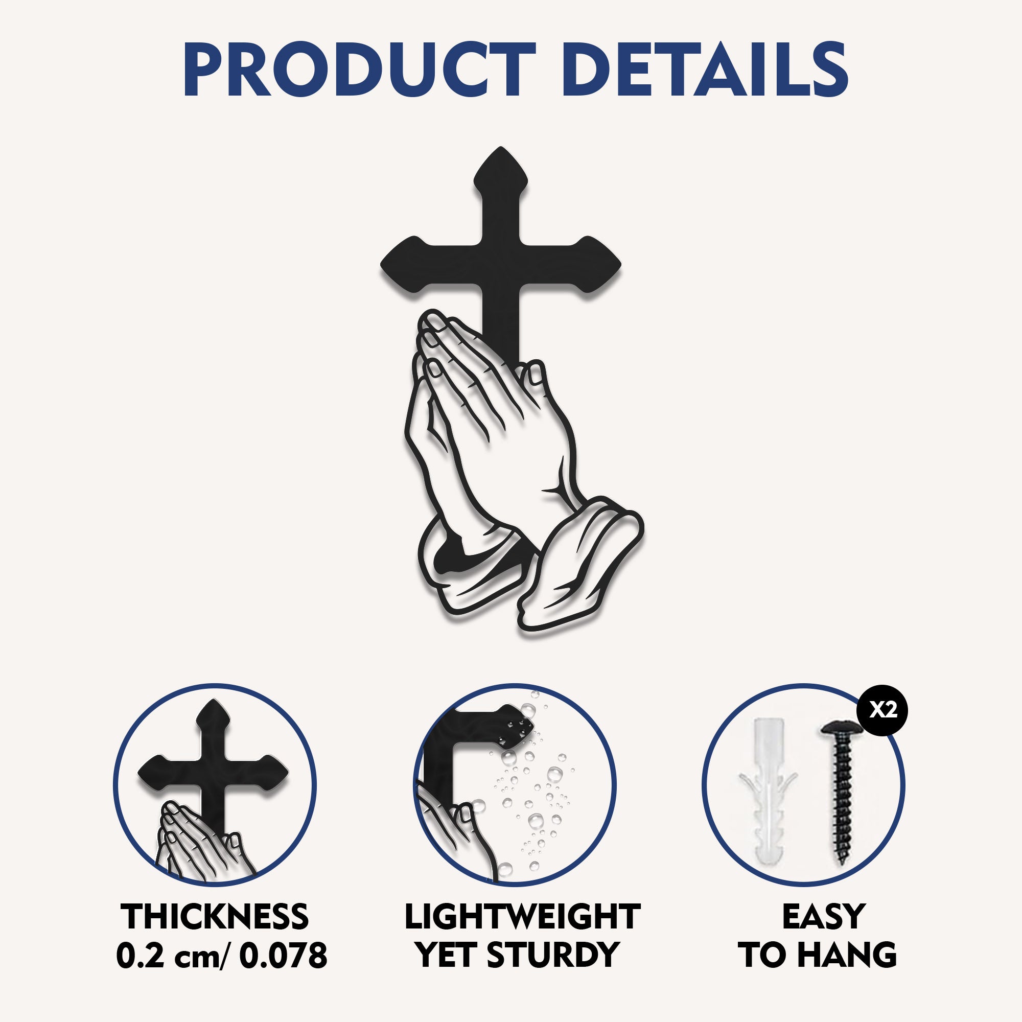 Christian Praying Hands Wall Sculpture for Christian Home Decor