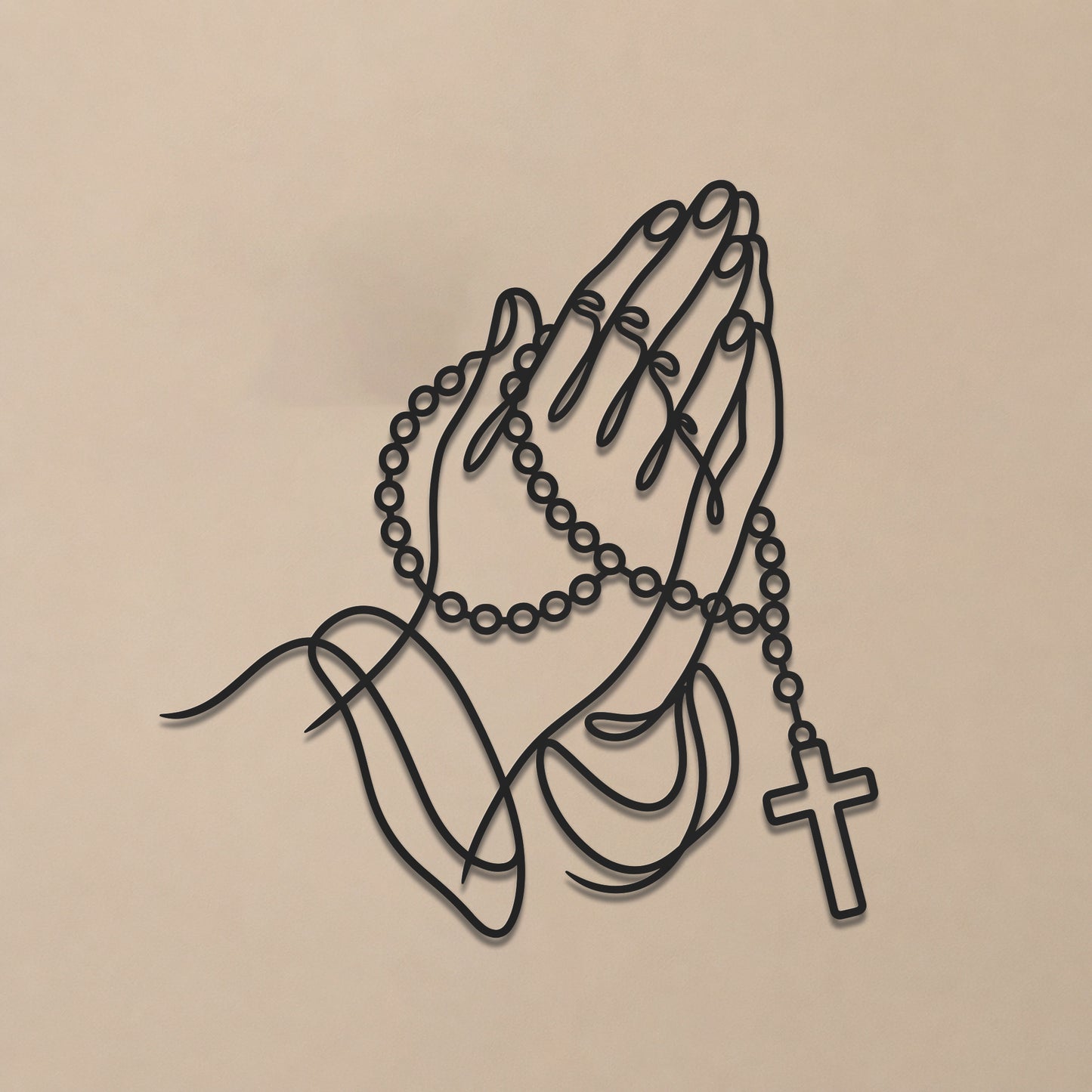 Rosary Prayer Hands Wall Sculpture for Christian Home Decor