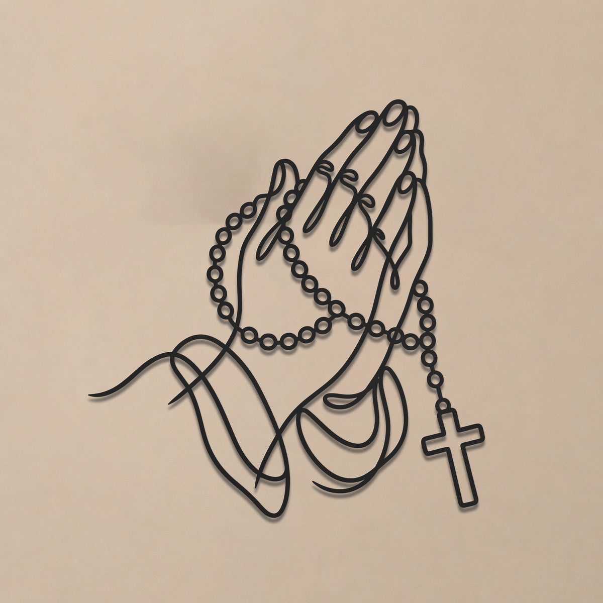Rosary Prayer Hands Wall Sculpture for Christian Home Decor