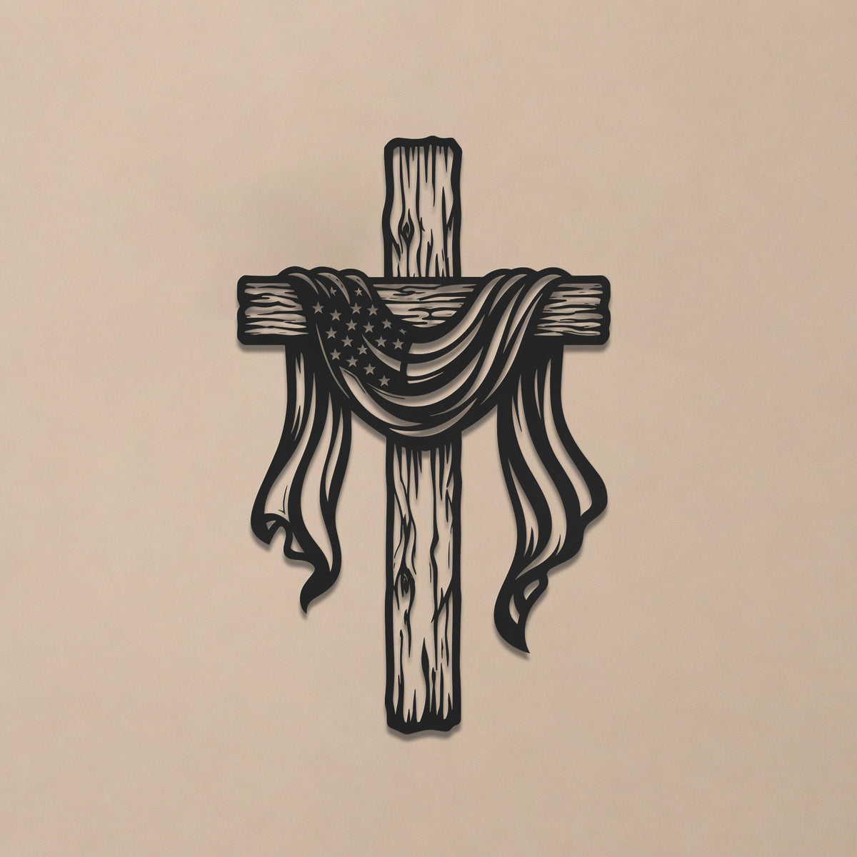 American Flag Draped Cross Metal Wall Art – Christian Religious Home Decor