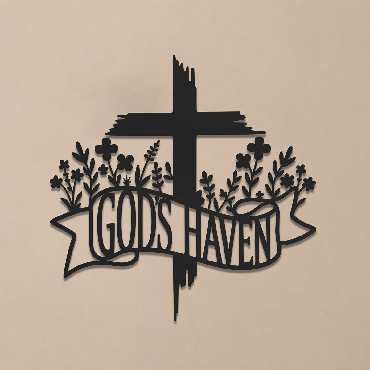 Jesus With Cross Metal Wall Art God Is Heaven Christian Religious Home Decor Sign