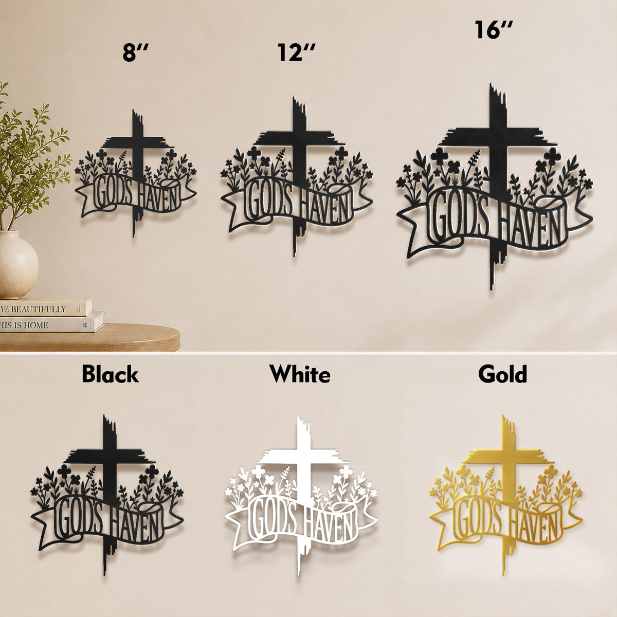 Jesus With Cross Metal Wall Art God Is Heaven Christian Religious Home Decor Sign