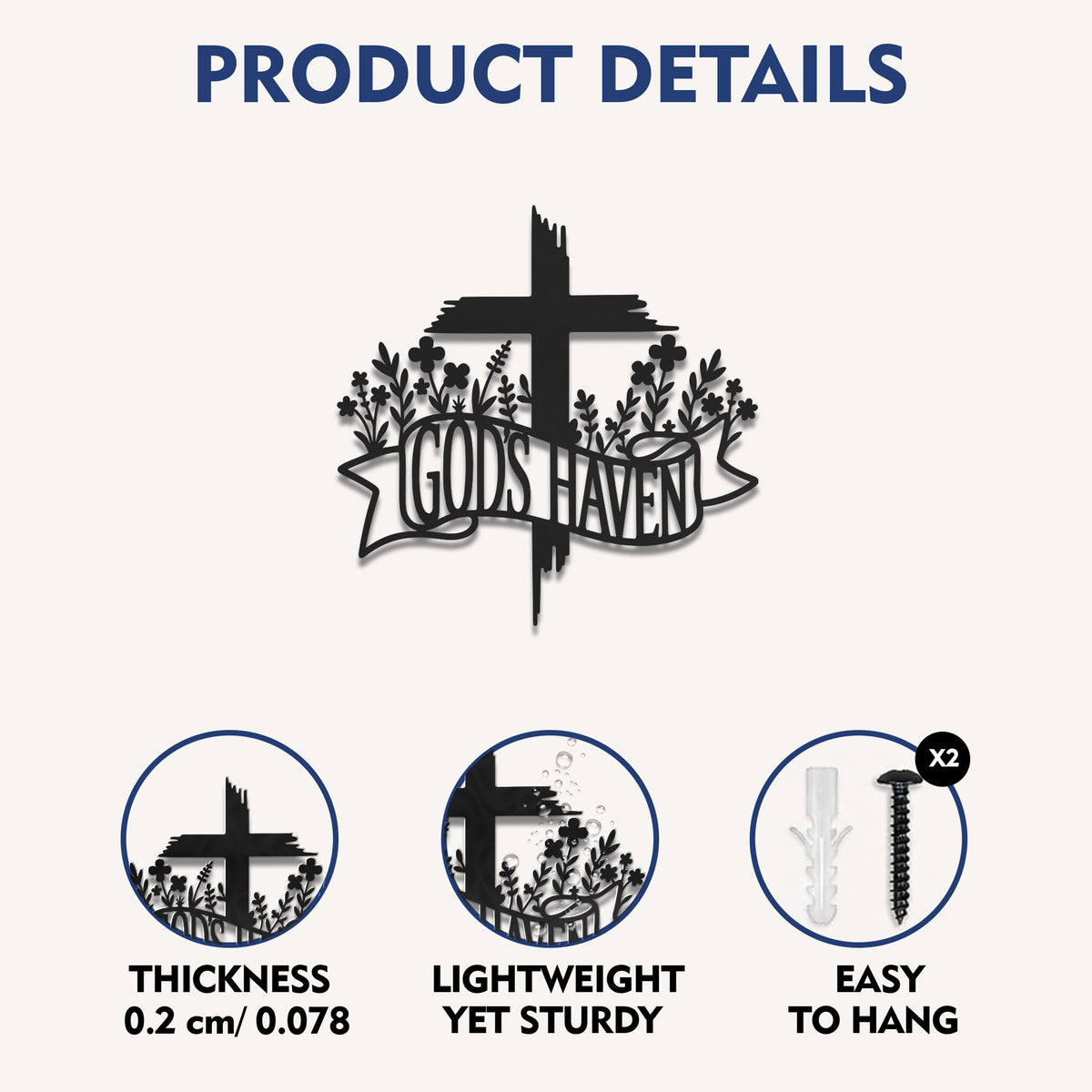 Jesus With Cross Metal Wall Art God Is Heaven Christian Religious Home Decor Sign
