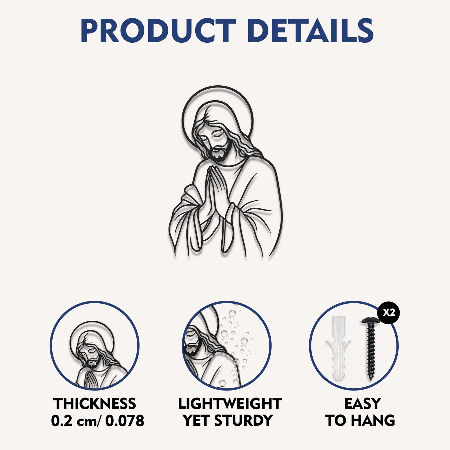 Praying Jesus Line Art Wall Decor Christian Minimalist Religious Home Decoration