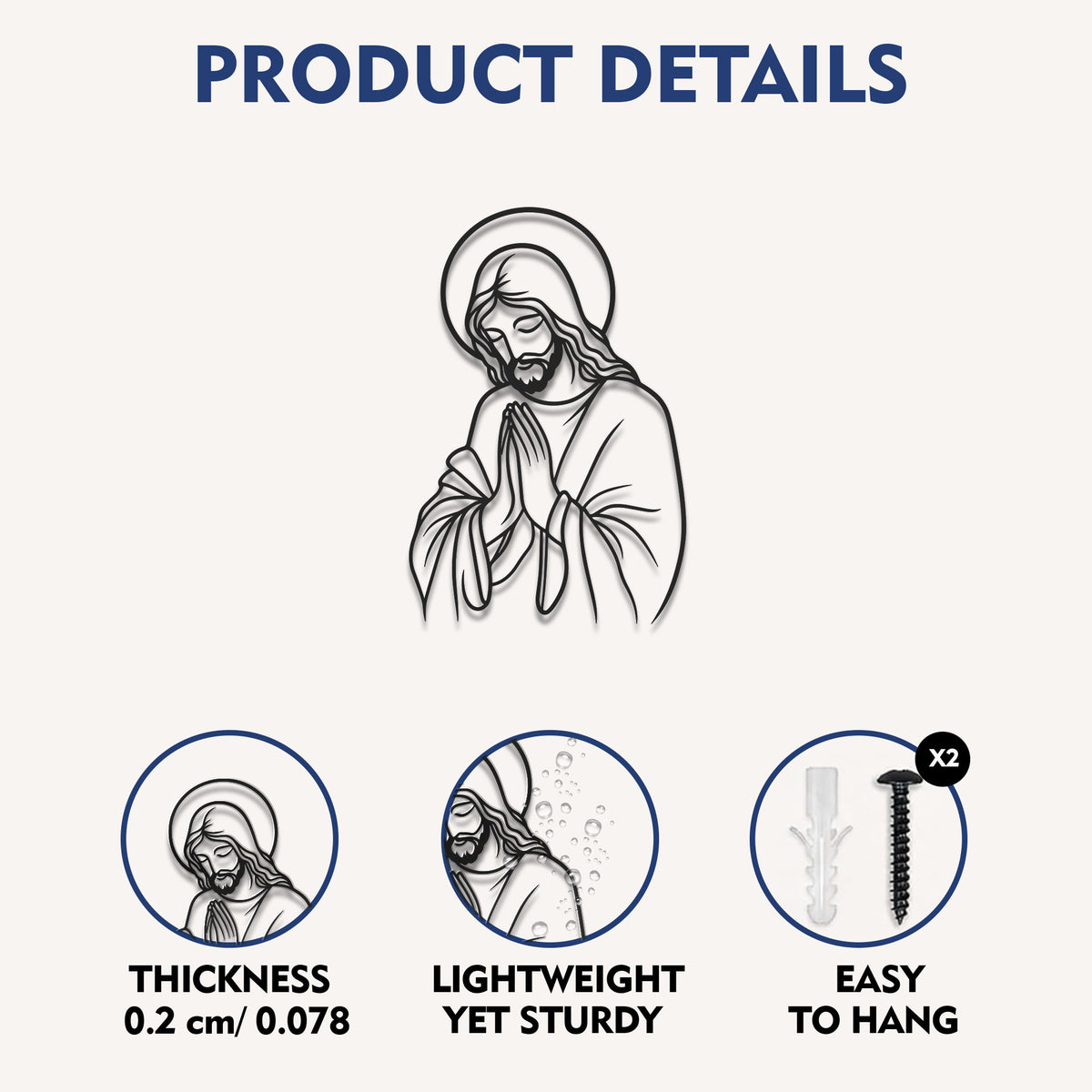 Praying Jesus Line Art Wall Decor Christian Minimalist Religious Home Decoration