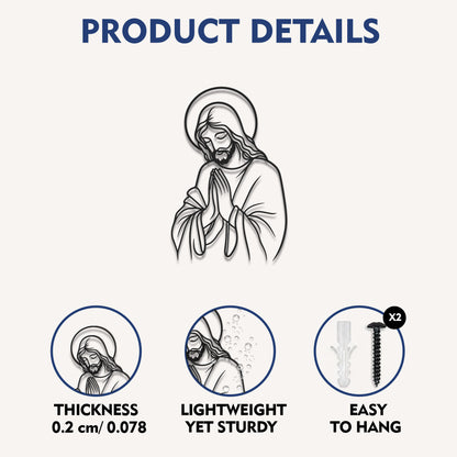 Praying Jesus Line Art Wall Decor Christian Minimalist Religious Home Decoration