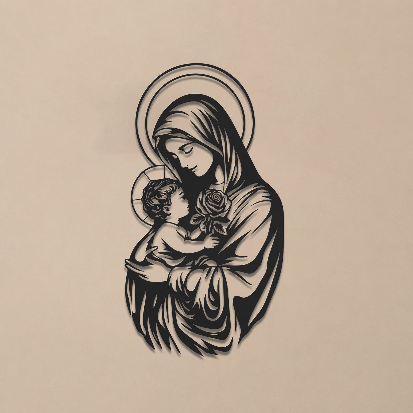 Mother Mary With Baby Jesus Religious Line Art Wall Decor Catholic Christian Minimalist Holy Family Home Decoration