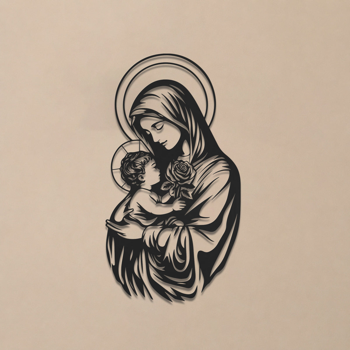 Mother Mary With Baby Jesus Religious Line Art Wall Decor Catholic Christian Minimalist Holy Family Home Decoration